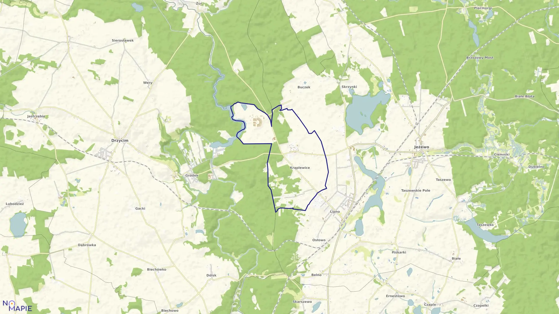 Mapa obrębu Krąplewice w gminie Jeżewo