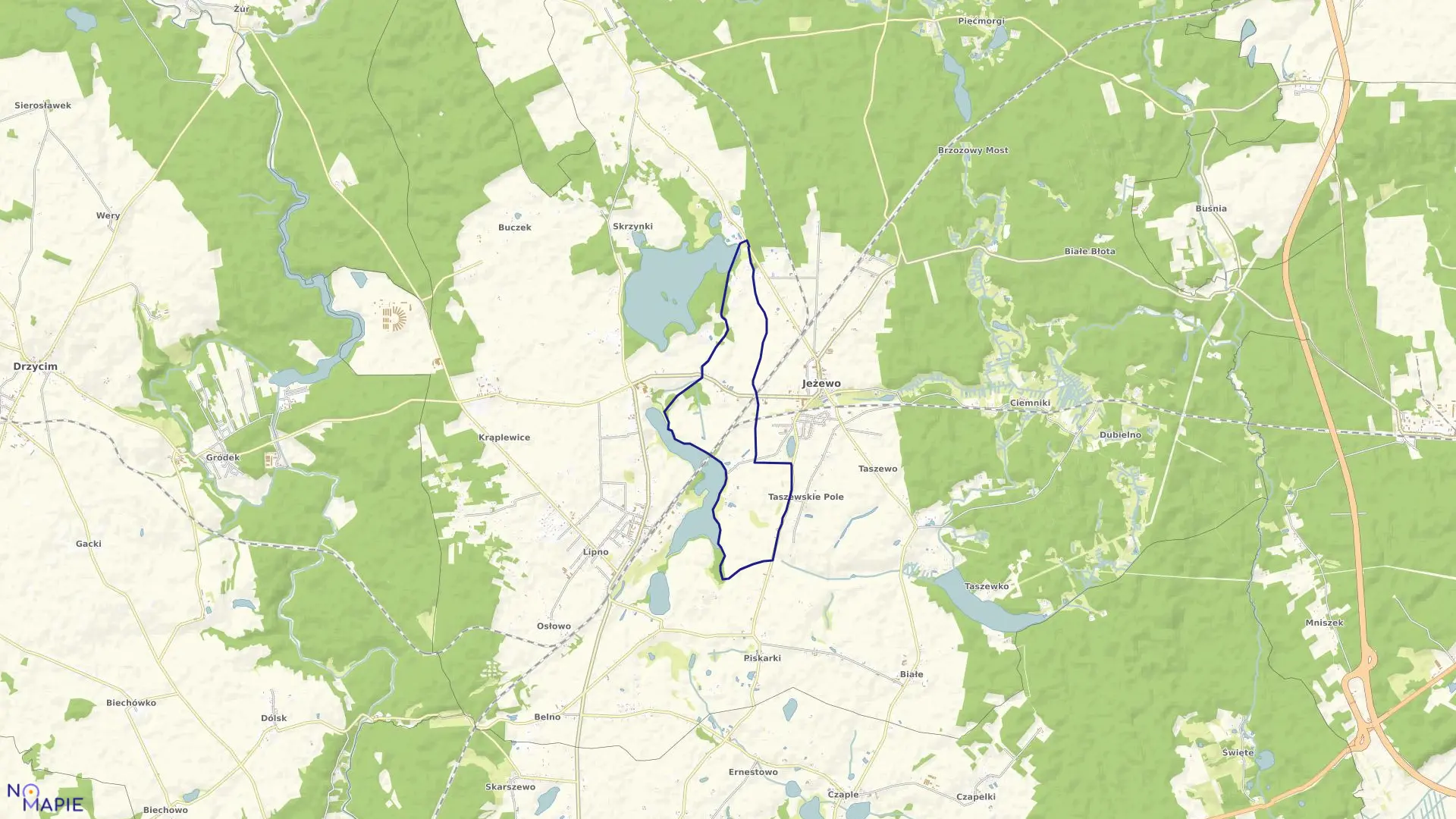 Mapa obrębu Lipienki w gminie Jeżewo